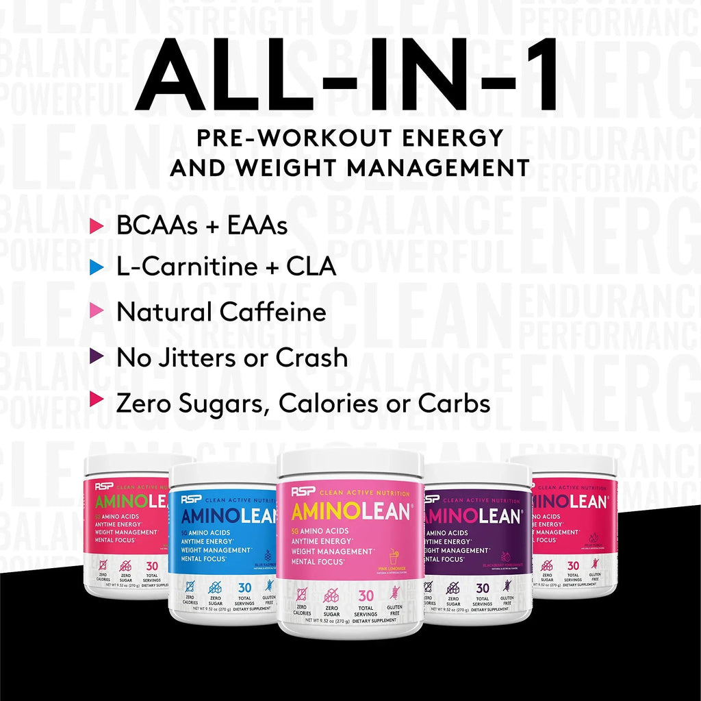 RSP NUTRITION AminoLean Pre Workout Energy (BlackBerry Pomegranate 30 Servings) RSP NUTRITION Au supplements