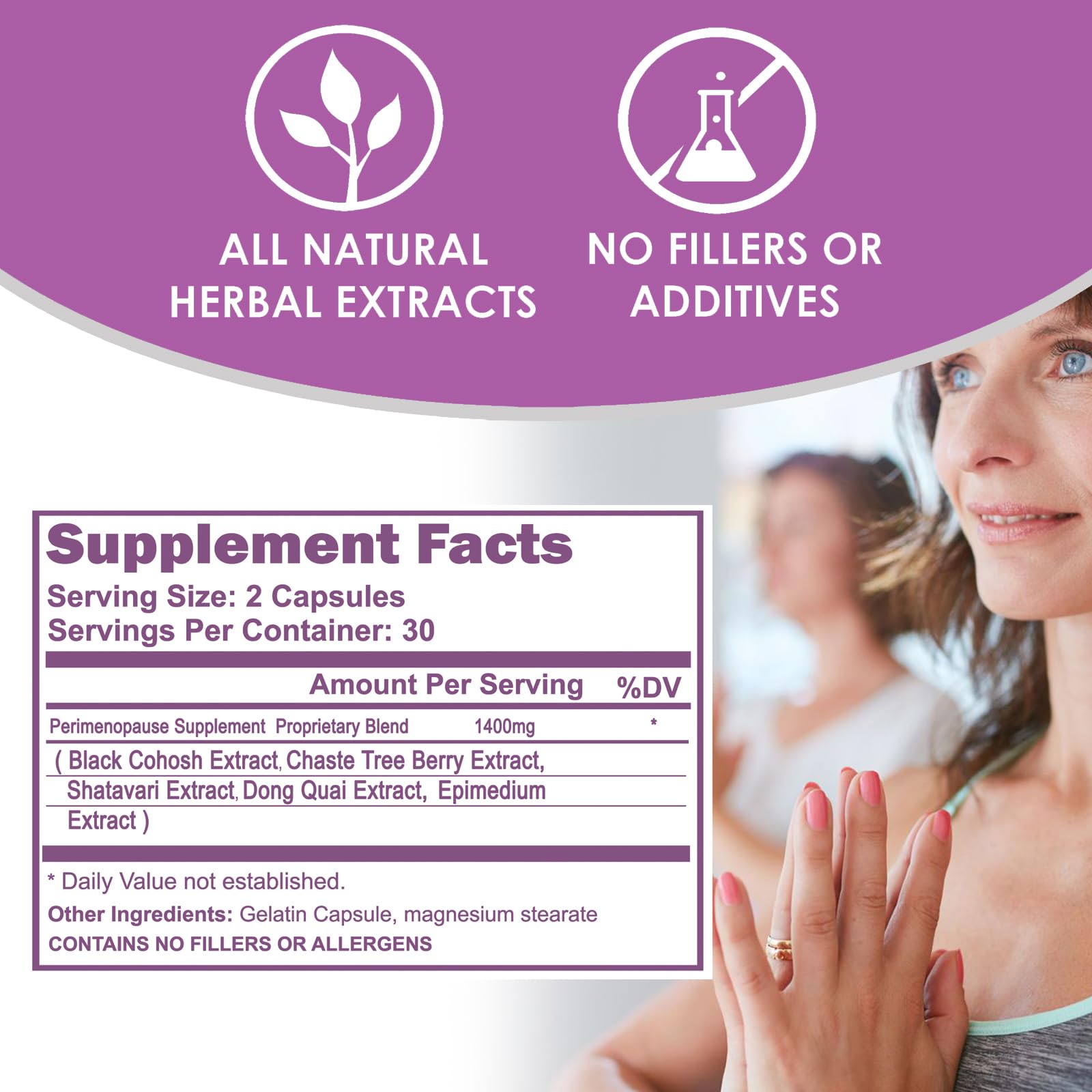 VH Nutrition Perimenopause Supplement for Women | Hot Flash, Mood, and Menstruation Cycle Support | 100% Herbal Formula: Black Cohosh, Vitex, & Shatavari. No Additives, or Fillers VH Nutrition Au supplements