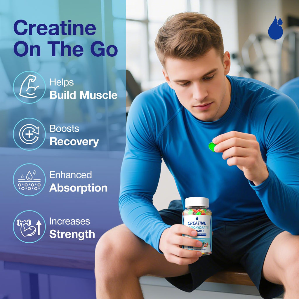 MaxHemp Creatine Gummies for Men & Women - Creatine Monohydrate Gummies 5g, Muscle Builder, Energy Boost & Pre-Workout Supplement,