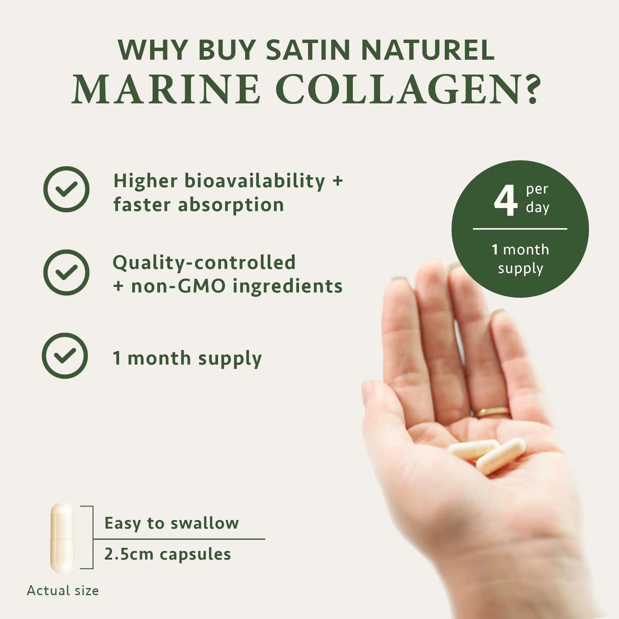 Marine Collagen Capsules with Hyaluronic Acid + Vitamin C 2400mg - High Strength Collagen SatinNaturel Au supplements