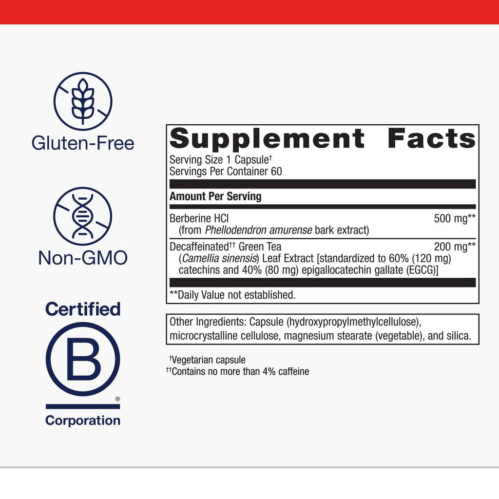 Metagenics Berberine GT - Berberine Supplement 500 mg - Supports Heart Health, Healthy Cholesterol, Triglyceride & Carbohydrate Metabolism