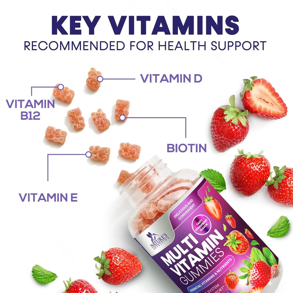 Multivitamin Gummies for Adults - Daily Adult Multivitamins Gummy with Vitamins A, C, D, B12 for Women & Men Nature's Nutrition Au supplements