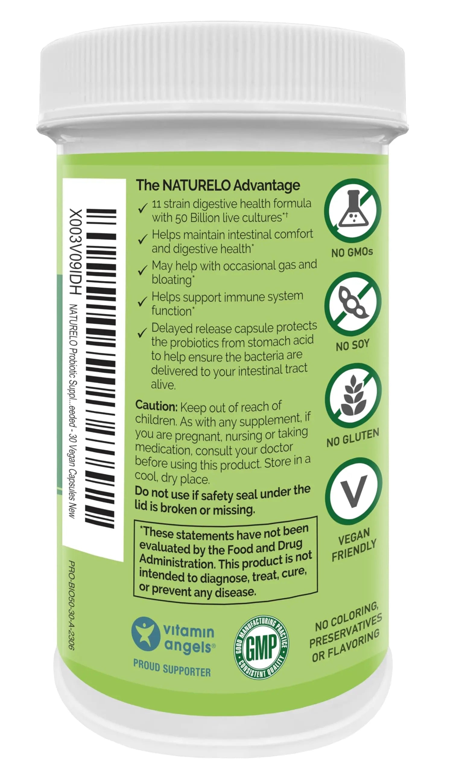NATURELO Probiotic Supplement - 50 Billion CFU - 11 Strains - One Daily - Helps Support NATURELO Au supplements