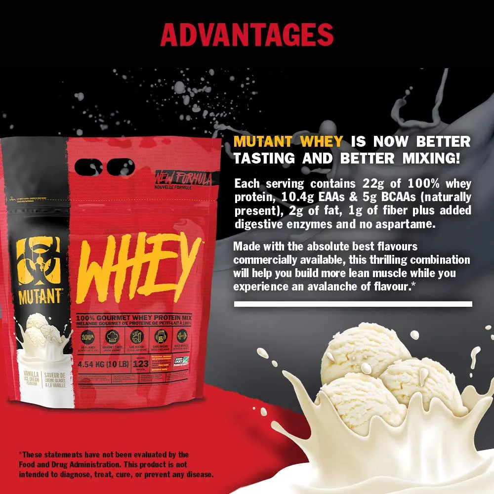 Mutant Whey – 100% Whey Protein Powder, Gourmet Taste, 22g of Protein, 10.4 g EAAs, 5 g BCAAs Mutant Au supplements