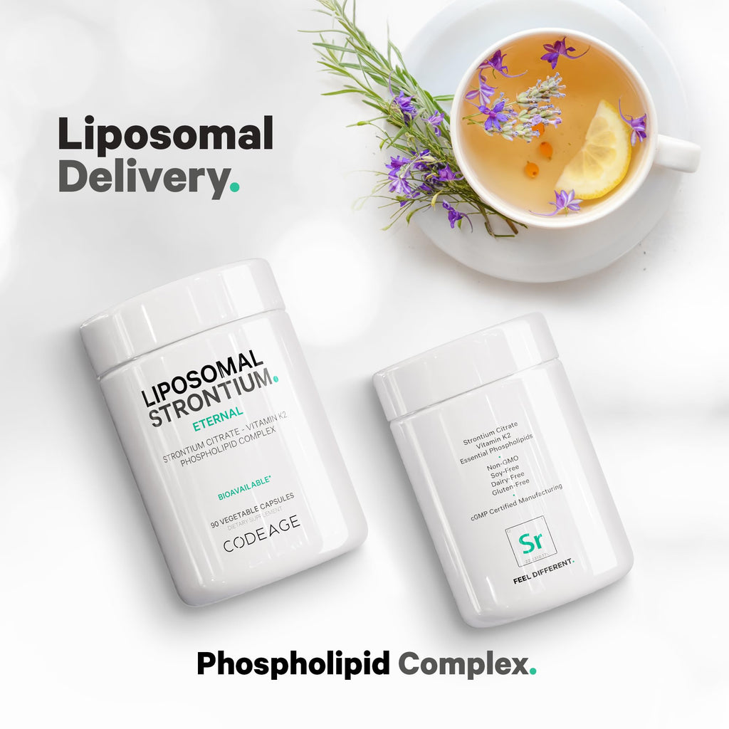 Codeage Liposomal Strontium Supplement - Strontium Citrate, Vitamin K2 MK-7, Liposomal Delivery, Non-GMO, Gluten-Free - 90 Capsules Codeage Au supplements