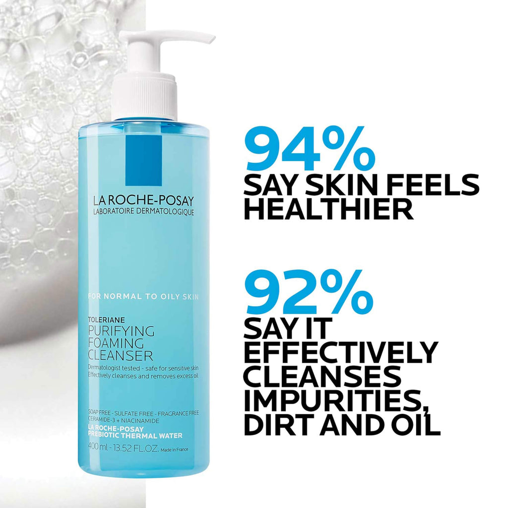 La Roche-Posay Toleriane Purifying Foaming Facial Cleanser, Oil Free Face Wash for Women & Men with Niacinamide + Ceramides