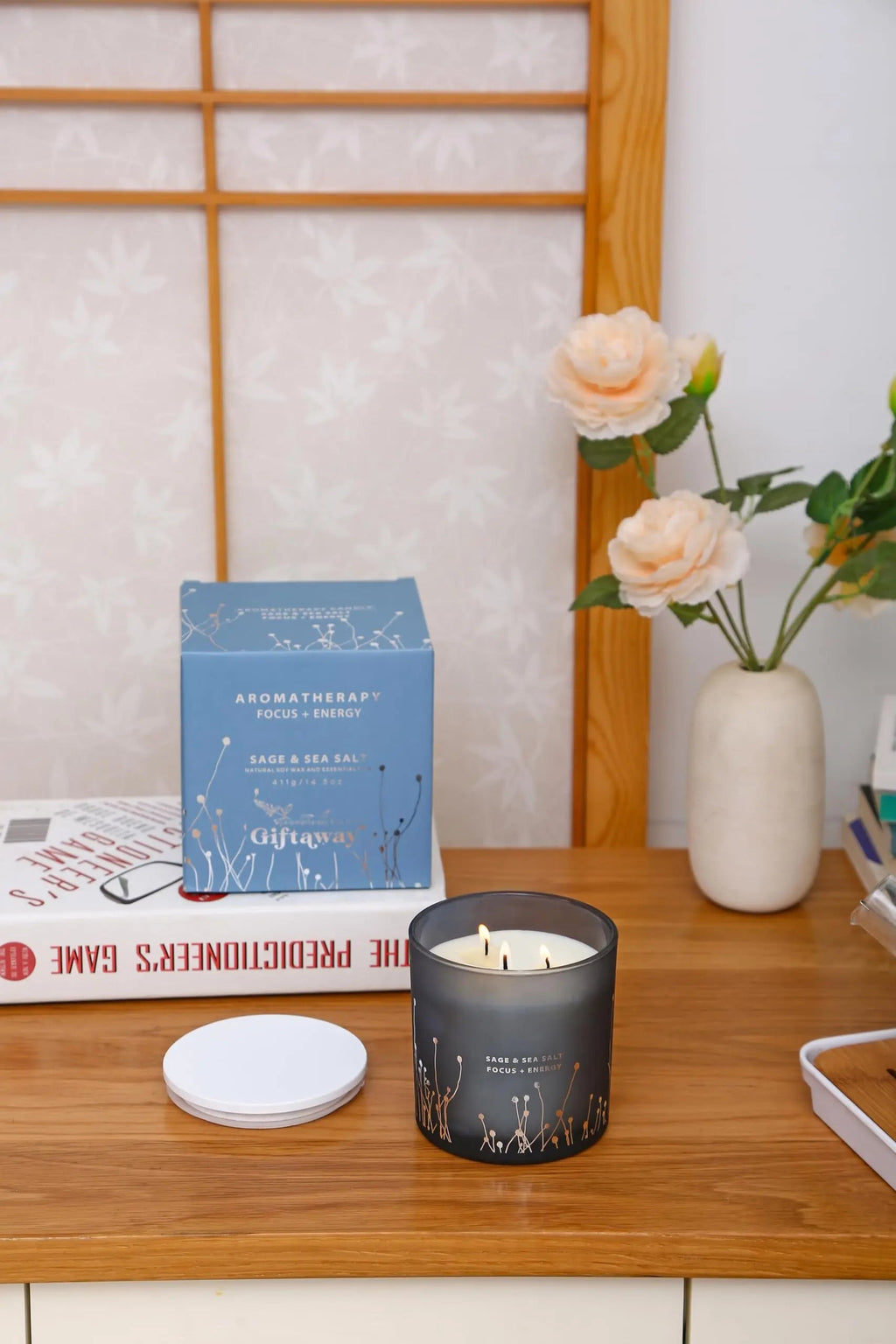 White Sage Sea Salt 3 Wick Candle 14.5 oz | Sage Candles for Cleansing House | Large Soy Candles GIFTAWAY Au supplements