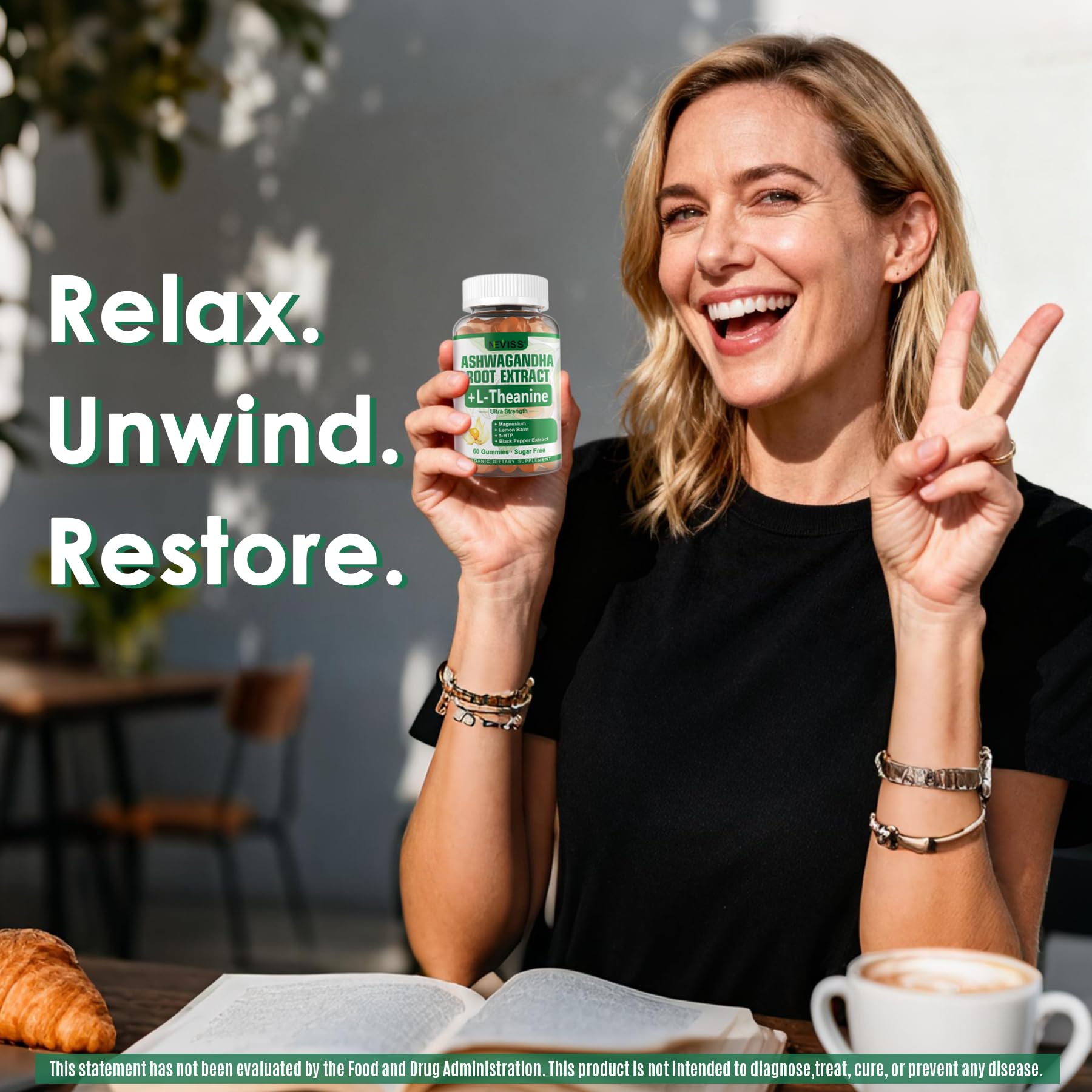 NEVISS Ashwagandha Gummies 2000mg, Feel Refreshed, Plus Proprietary Blend with L-Theanine, 5-HTP, Lemon Balm, Magnesium for Calm, Zzzs & Relaxation Support, 120 Count NEVISS Au supplements