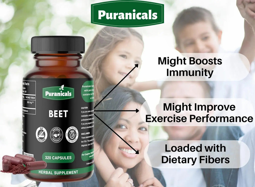 Puranicals Beet Premium 320 Capsules Nitric Oxide Booster | Herbal Supplement | 900 mg Puranicals Au supplements