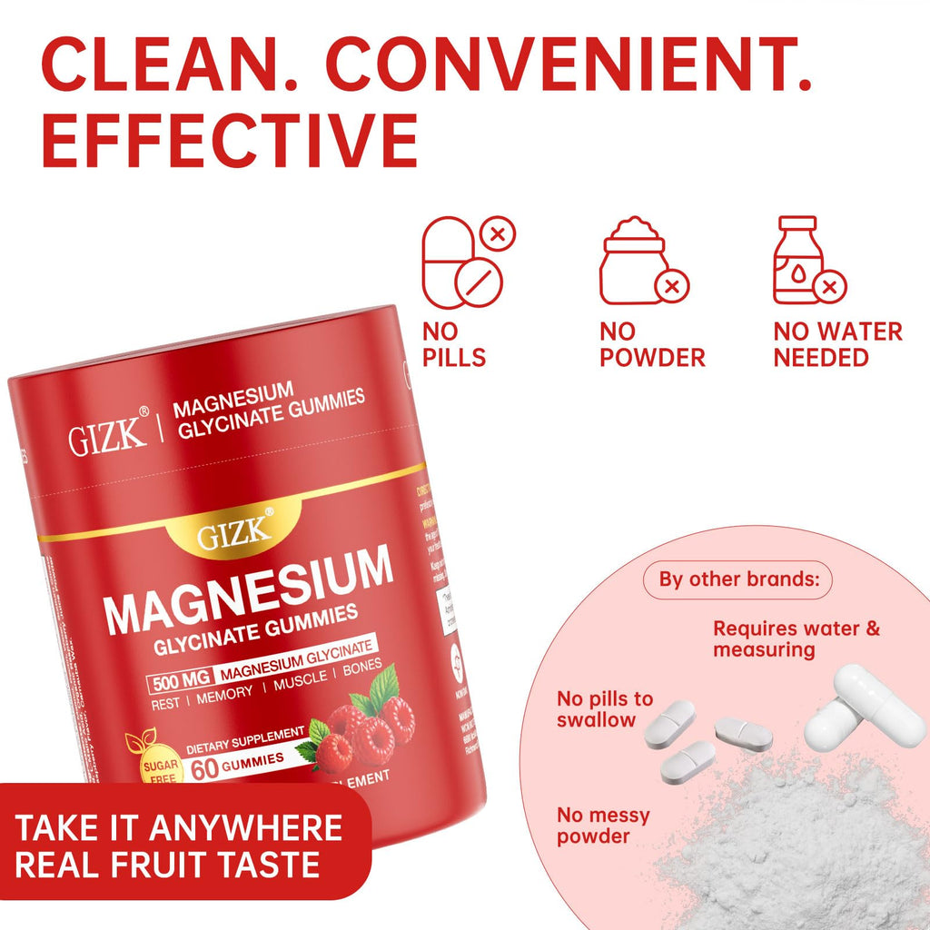 Magnesium Glycinate Gummies 500mg – Sugar Free Magnesium Gummies for Sleep, Stress, Muscle & Nerve Support – for Adults & Kids 4+, Vegan, No Melatonin