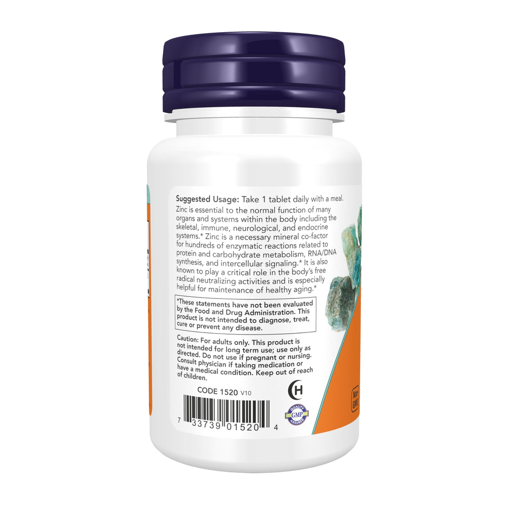 NOW Foods Supplements, Zinc (Zinc Gluconate) 50 mg, Supports Enzyme Functions*, Immune Support*, 100 Tablets