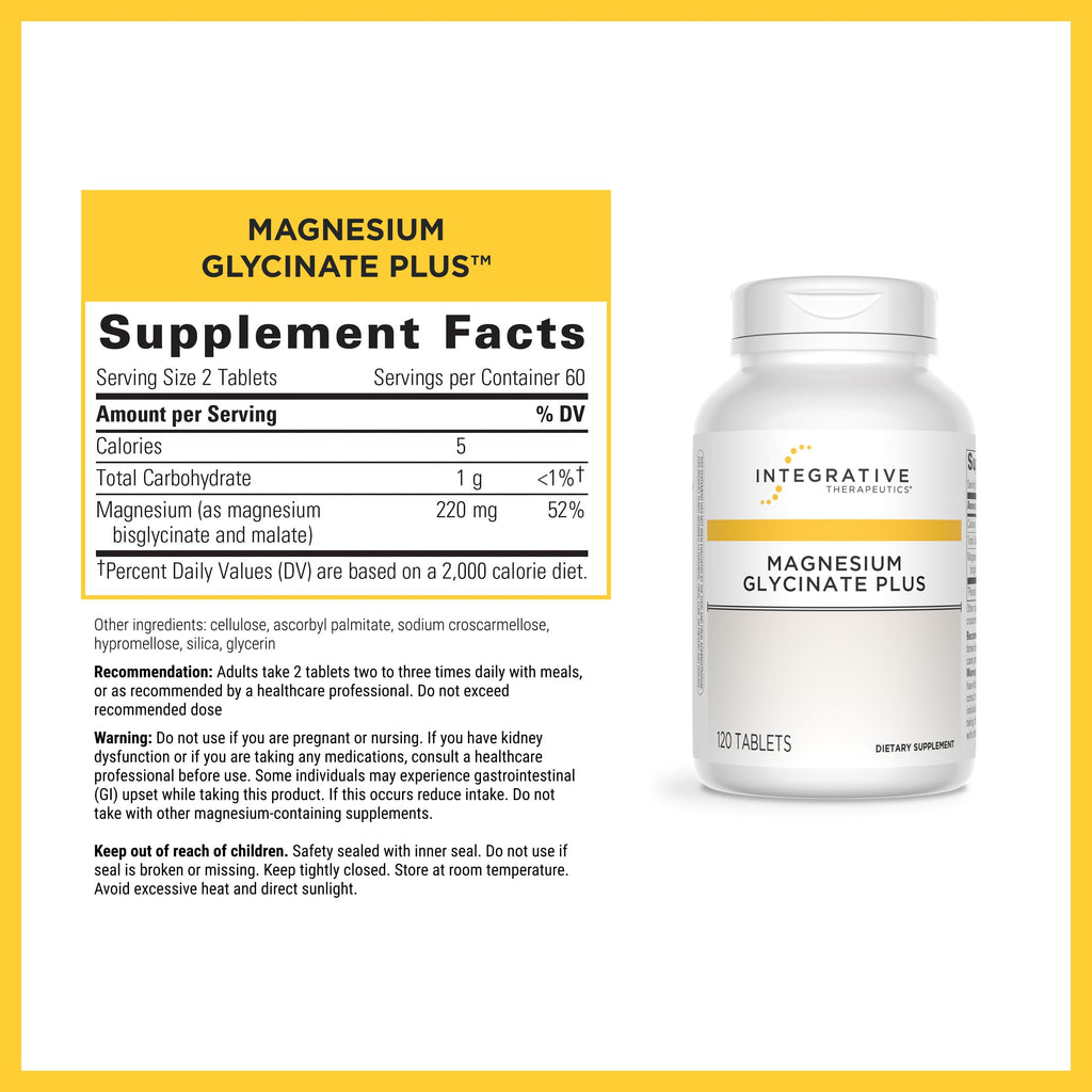Integrative Therapeutics Magnesium Glycinate Plus - Brain Function Support Supplement for Adults* - Supports Heart and Muscular Function* - Dairy-Free & Gluten-Free - 120 Count (60 Servings) Integrative Therapeutics Au supplements