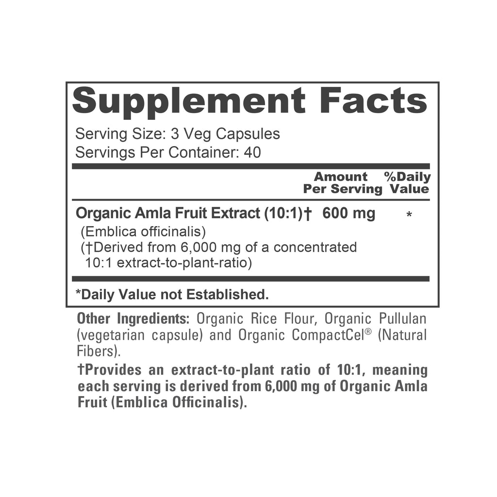 NusaPure Organic Amla Capsules 10:1 Extract, 600 mg Equivalent to 6,000mg | 120 Count | Amalaki Fruit | USDA, Vegan, Non-GMO Supplement NusaPure Au supplements
