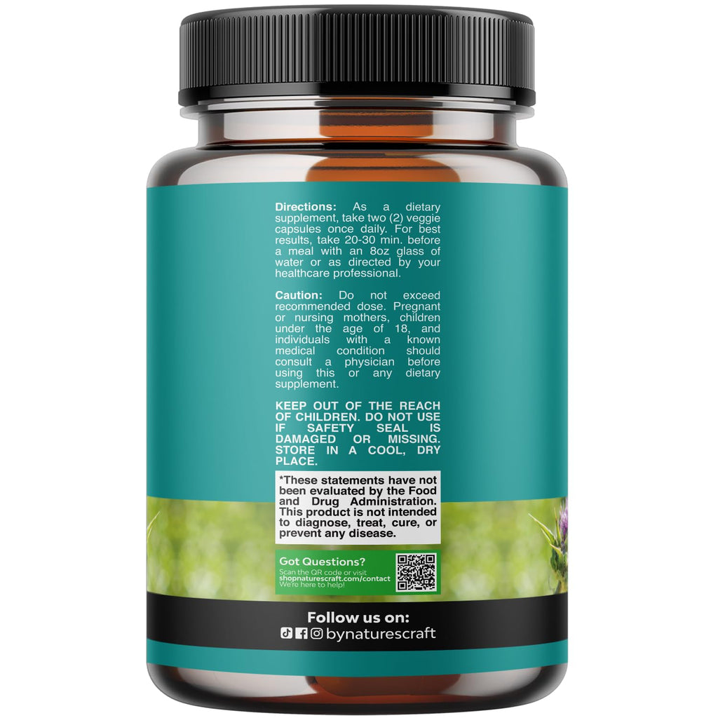 Liver Cleanse Detox & Repair - Milk Thistle Supplement for Digestion & Immune Health - Ginger Root, Choline & Dandelion Root