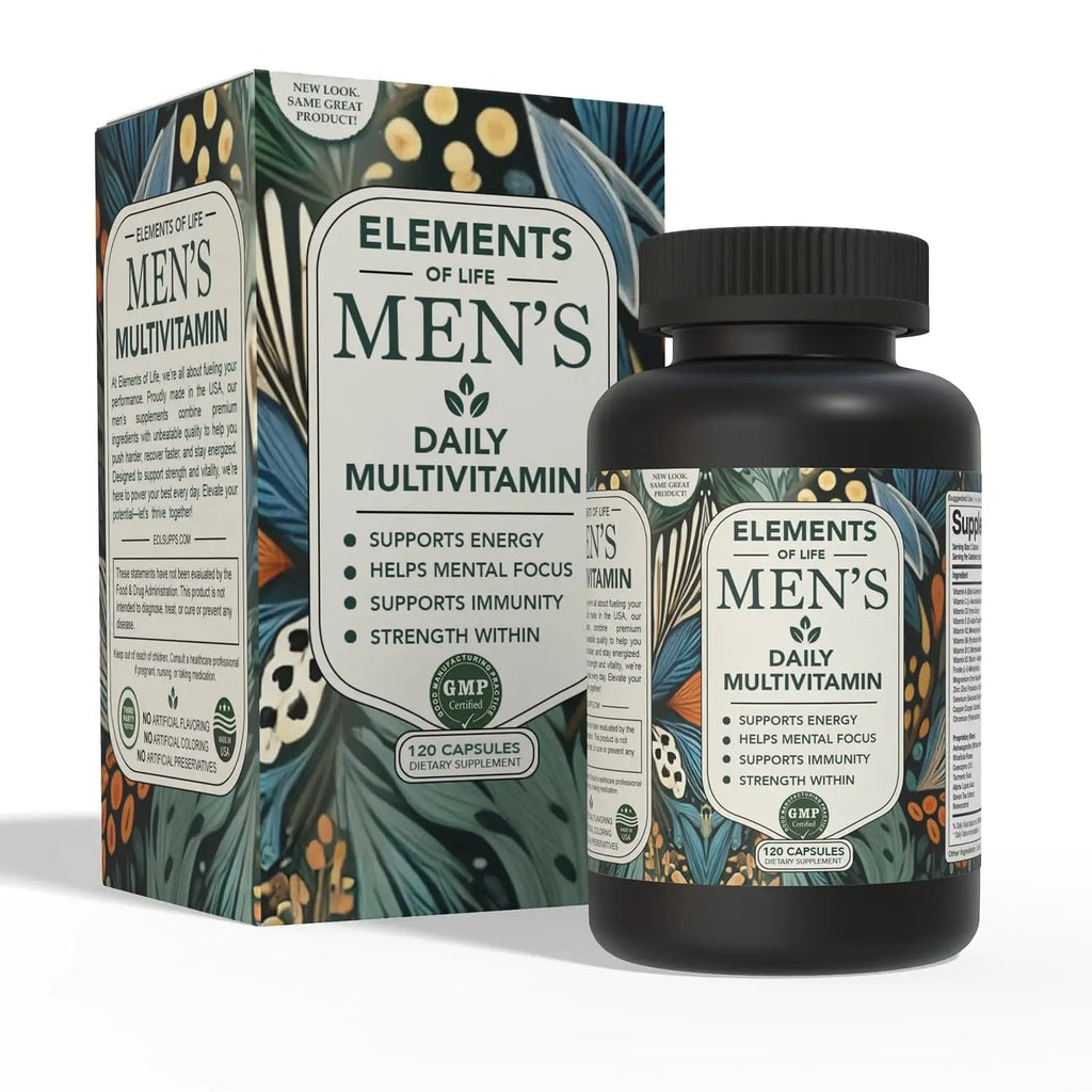 Multivitamin for Men with Vitamin D, K2, Zinc, Vitamin B12, A, E, B6, Calcium – Immune Health & Energy Support Daily Mens Multivitamins Elements of LIfe Au supplements
