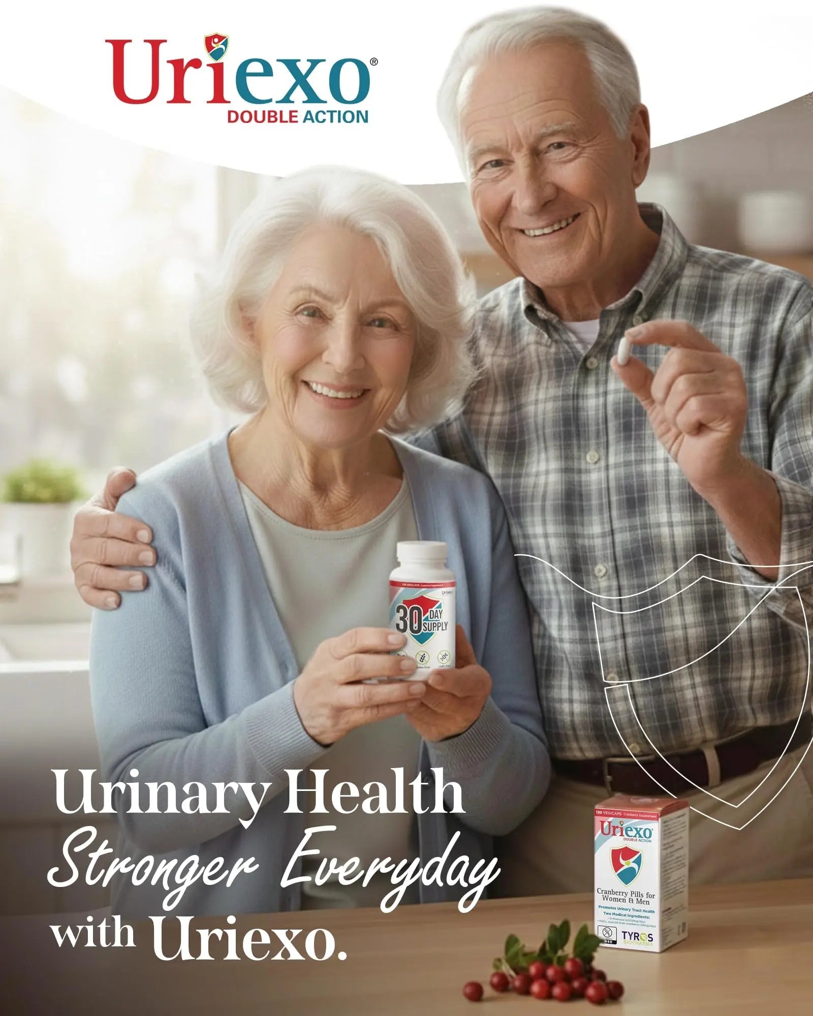 Uriexo Double Action Support Cranberry Pills - Urinary Tract Health Supplement with 36mg Proanthocyanidins PACs & 2000mg D-Mannose, Capsules for Men & Women, Non-Antibiotic Formula, 30 Day Supply Uriexo Au supplements