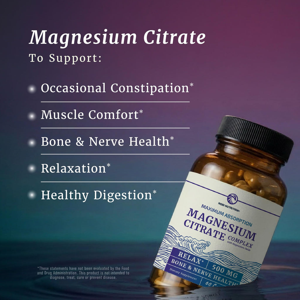 Magnesium Citrate Complex 500 MG for Constipation & Digestion Support | High Absorption Magnesium Supplement | Citrato de Magnesio | Calm & Relaxation