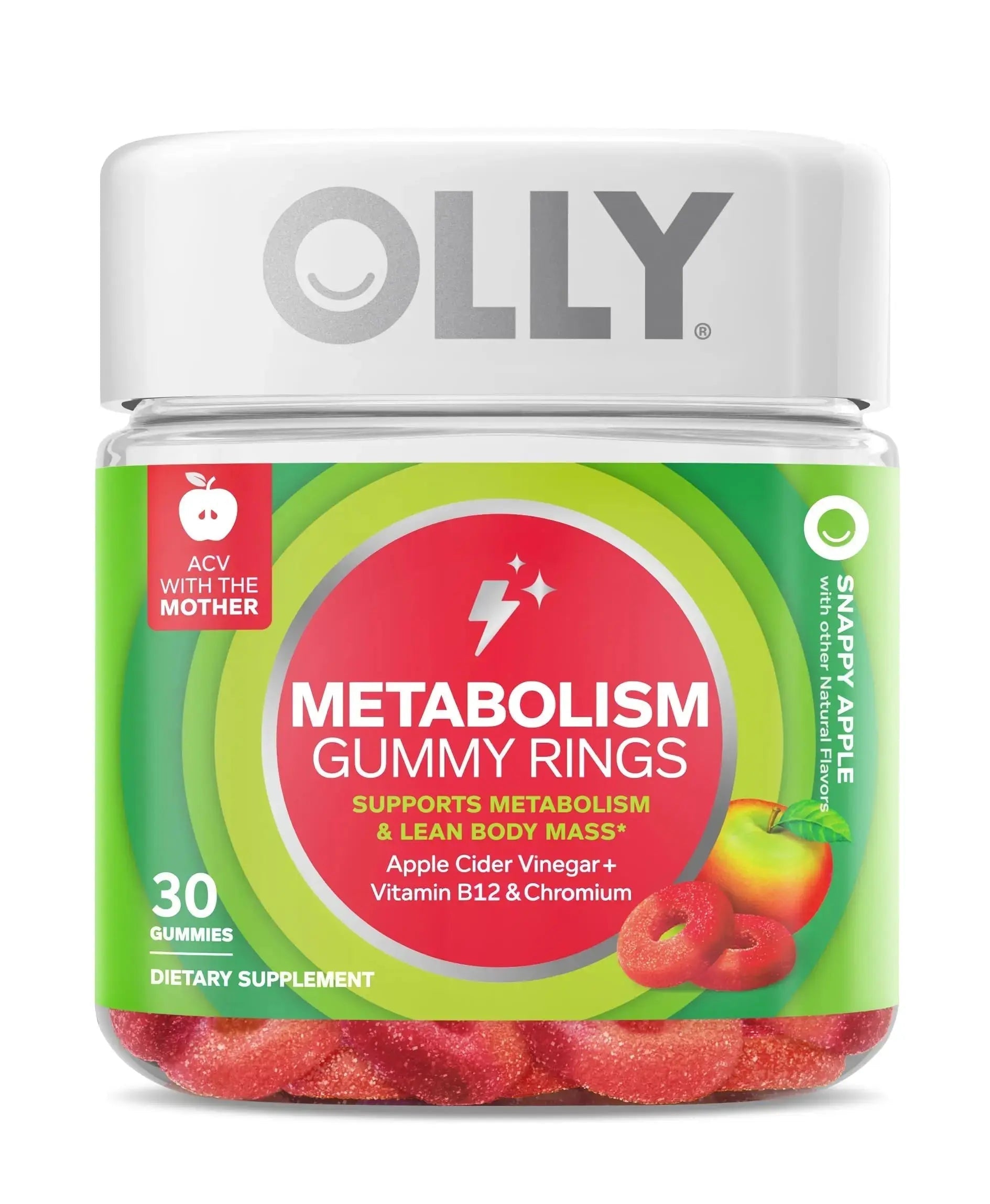 OLLY Multi + Probiotic Adult Multivitamin Gummy, 1 Billion CFUs, Digestive and Immune Support & Metabolism Gummy Rings, Apple Cider Vinegar, Vitamin B12, Chromium, Energy and Digestive Health OLLY Au supplements