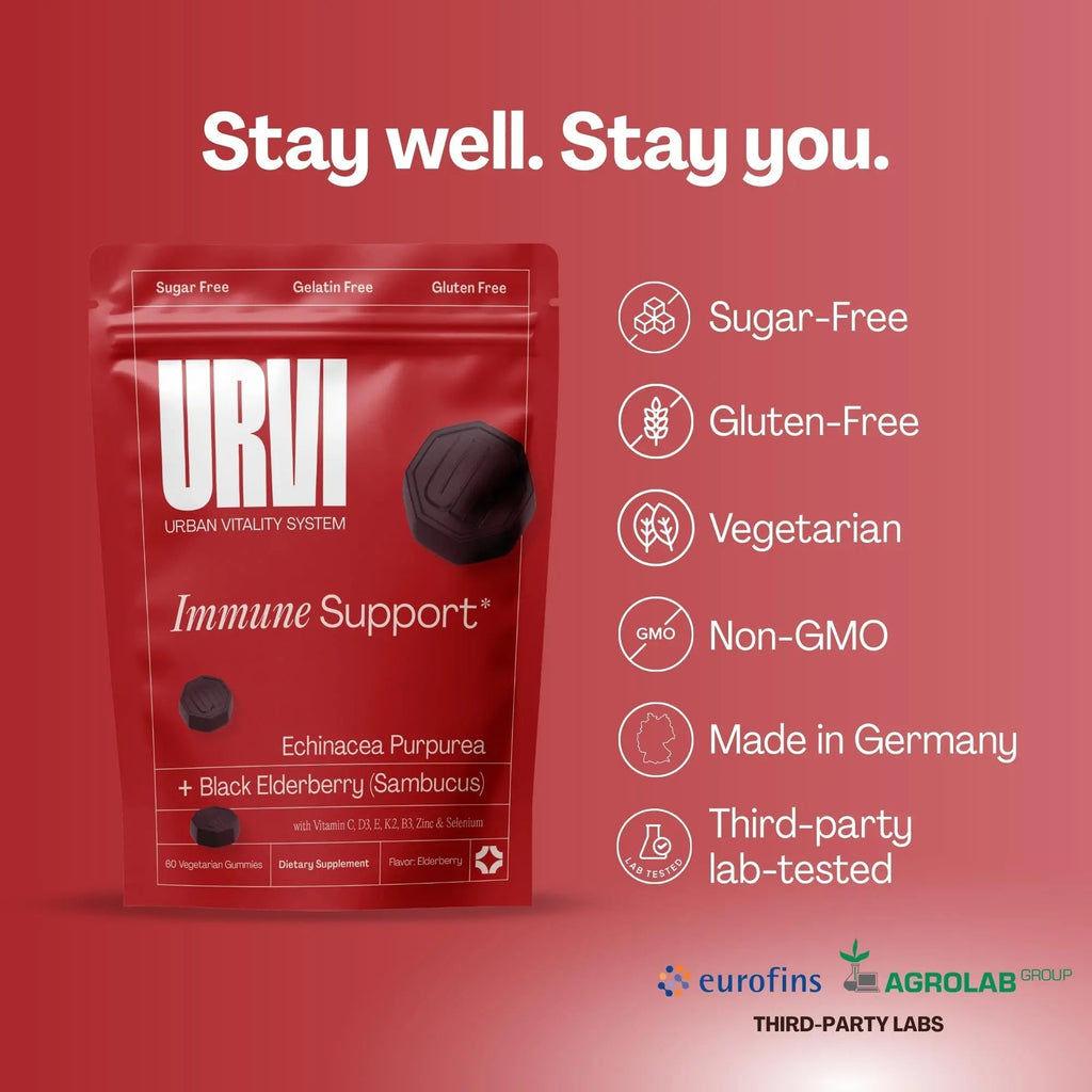 URVI® Immune Support Gummies - Vitamin C, D3 K2, E, Niacin, Zinc & Selenium with Elderberry & Echinacea URVI Au supplements