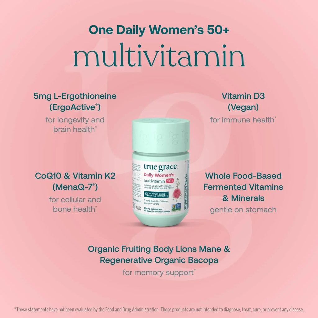 True Grace Daily Women’s Multivitamin 50+ - 60 Easy-to-Swallow Tablets - Immune, Energy, Longevity & Memory Support True Grace Au supplements