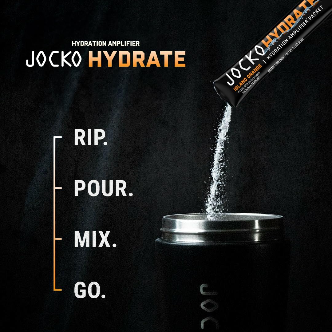 Jocko Fuel Hydrate Electrolytes Powder Packets Low Sugar - Hydration Amplifier Packets for Recovery, Dehydration, & Exercise - with Vitamins B6, B12 & C