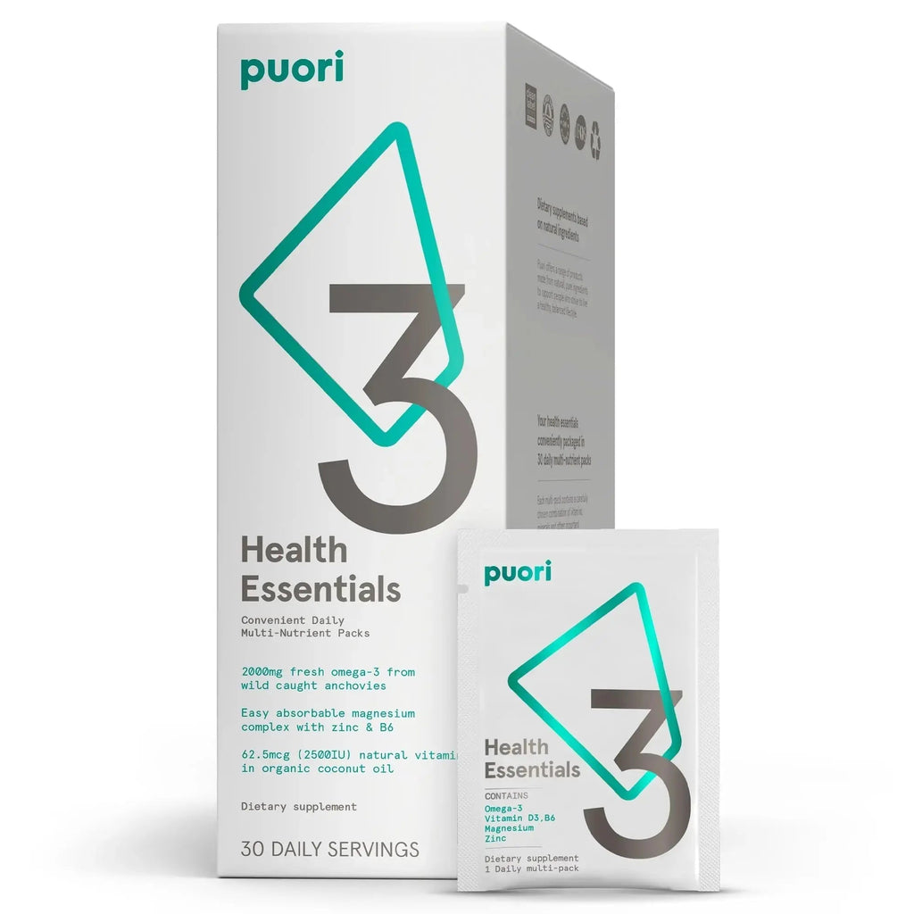 Puori P3 Health Essentials with Magnesium Zinc Complex, Omega 3 Fish Oil & Vitamin D3 Supplements - Men & Womens Daily Multi Puori Au supplements