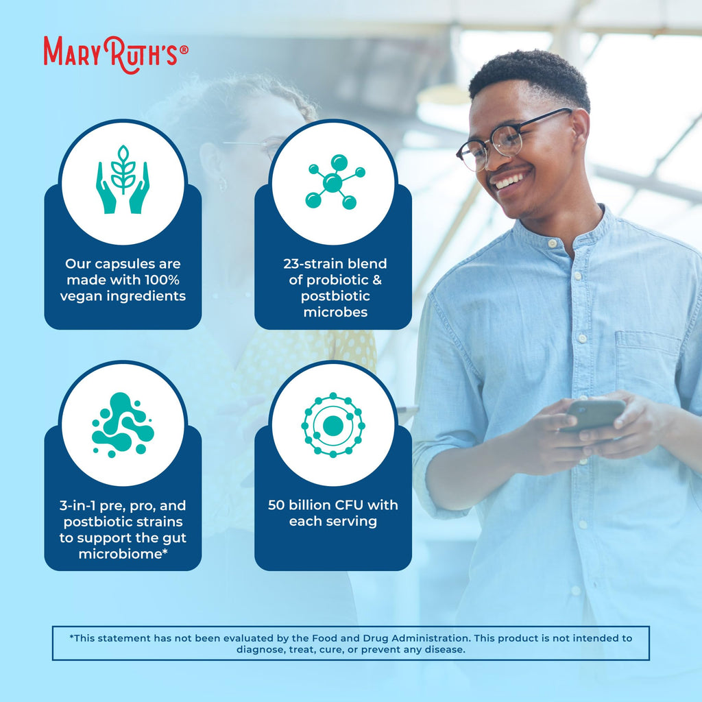 MARYRUTH'S 3-in-1 Probiotics for Digestive Health | Prebiotic & Postbiotic | Gut Health Supplement for Women & Men | 23 Unique Strains