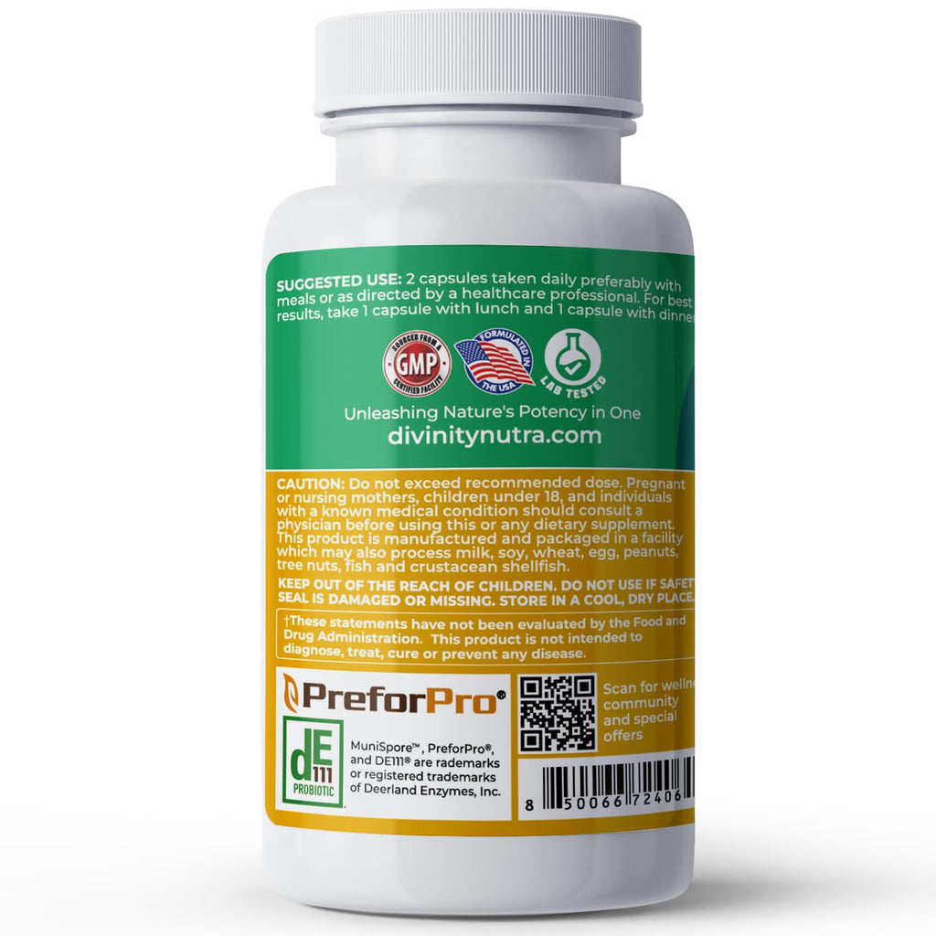 4-in-1 Prebiotic Probiotic & Postbiotic for Women & Men, Complete Gut & Digestive Support Supplement, Pre Post Probiotics & Digestive Enzymes 60 Capsules,Made in USA Divinity Nutra Au supplements