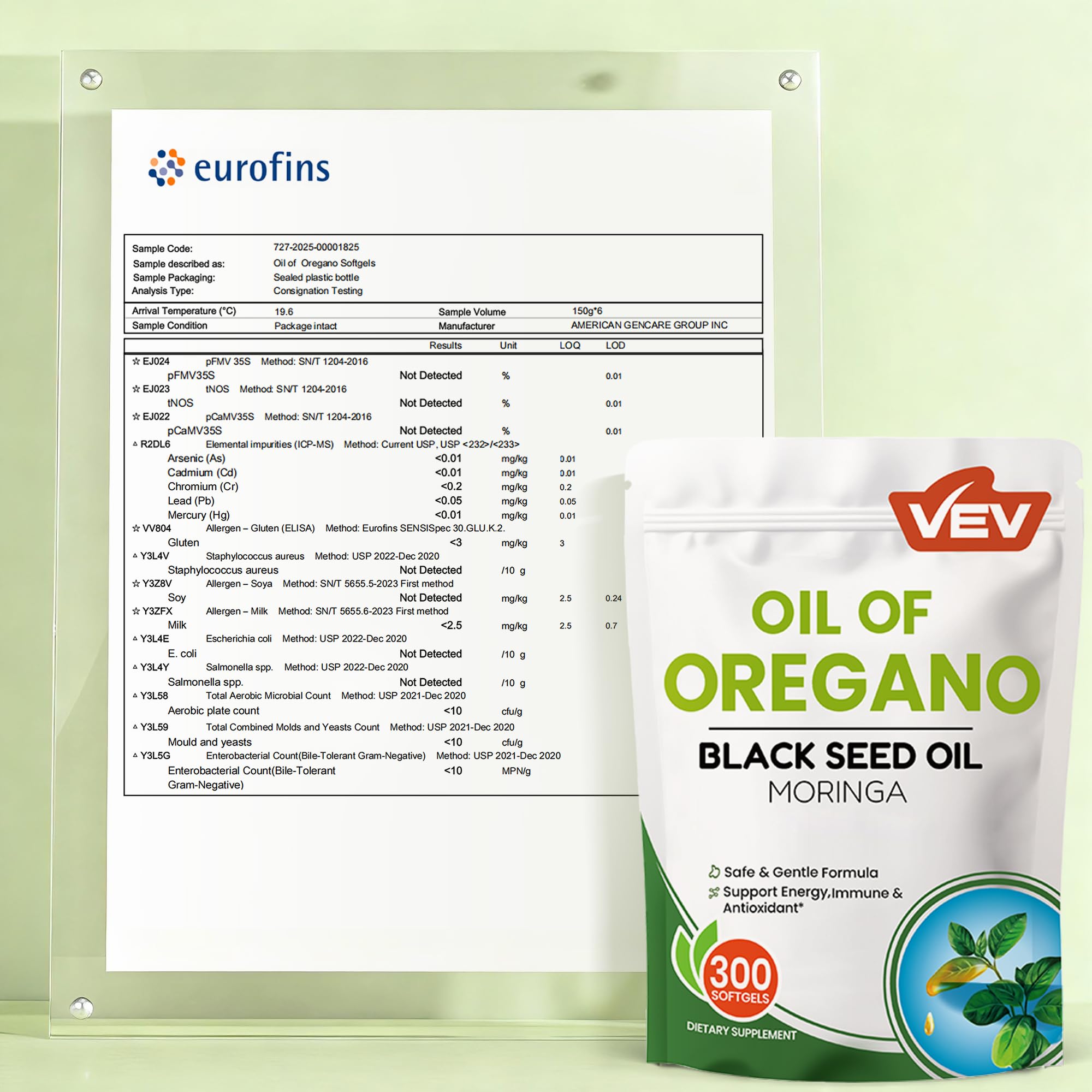 VEV Oil of Oregano with Black Seed Oil & Moringa, Organic, 300 Softgels, Aceite de Orégano, Carvacrol-Rich, Opaque Airtight Packaging
