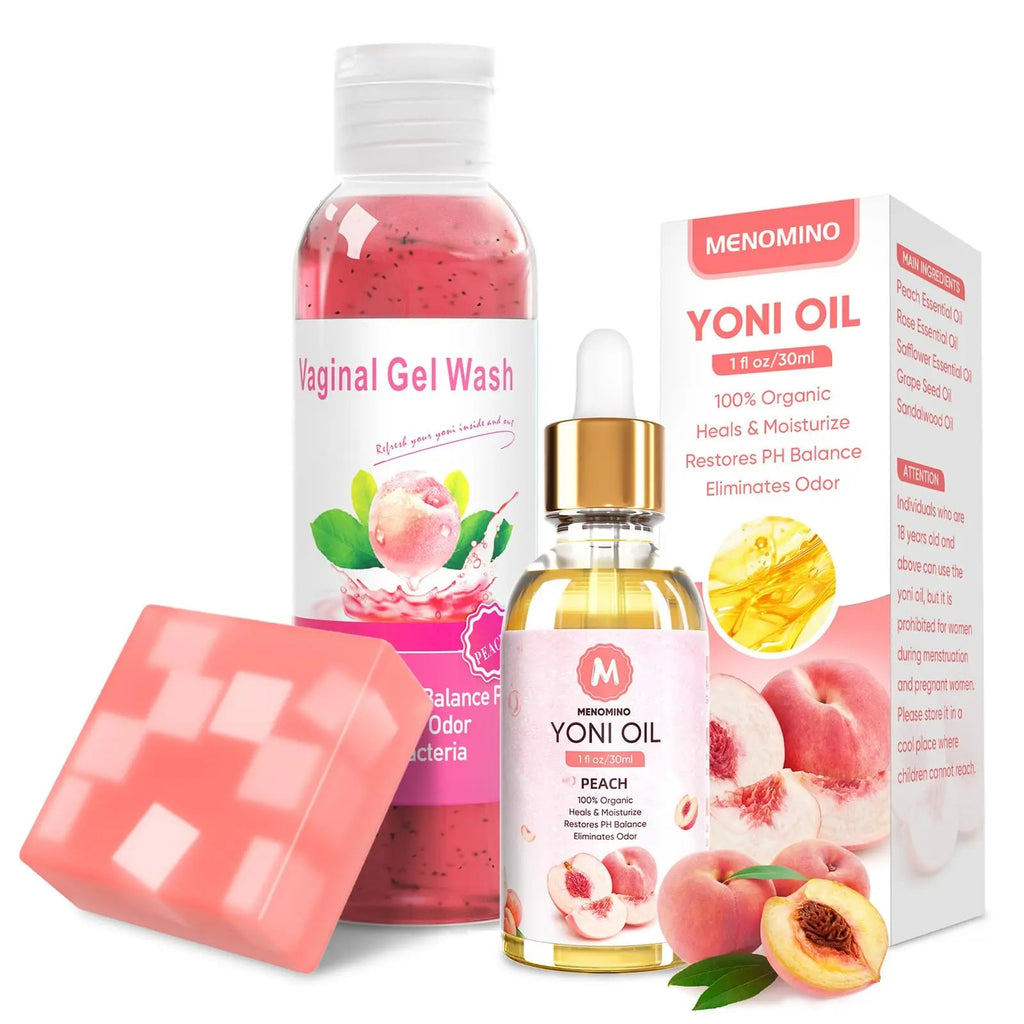 Feminine Wash & Yoni Oil & Yoni Soap Bar Set for Women, 1 Fl.Oz Natural Feminine Oil, Feminine MENOMINO Au supplements