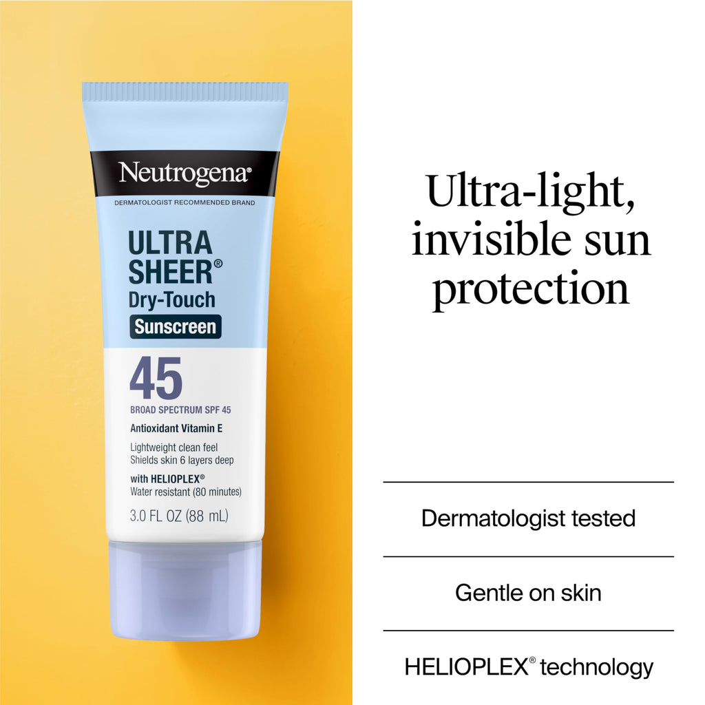 Neutrogena Ultra Sheer Dry-Touch Sunscreen For Face & Body, SPF 45 Broad Spectrum UVA/UVB Protection
