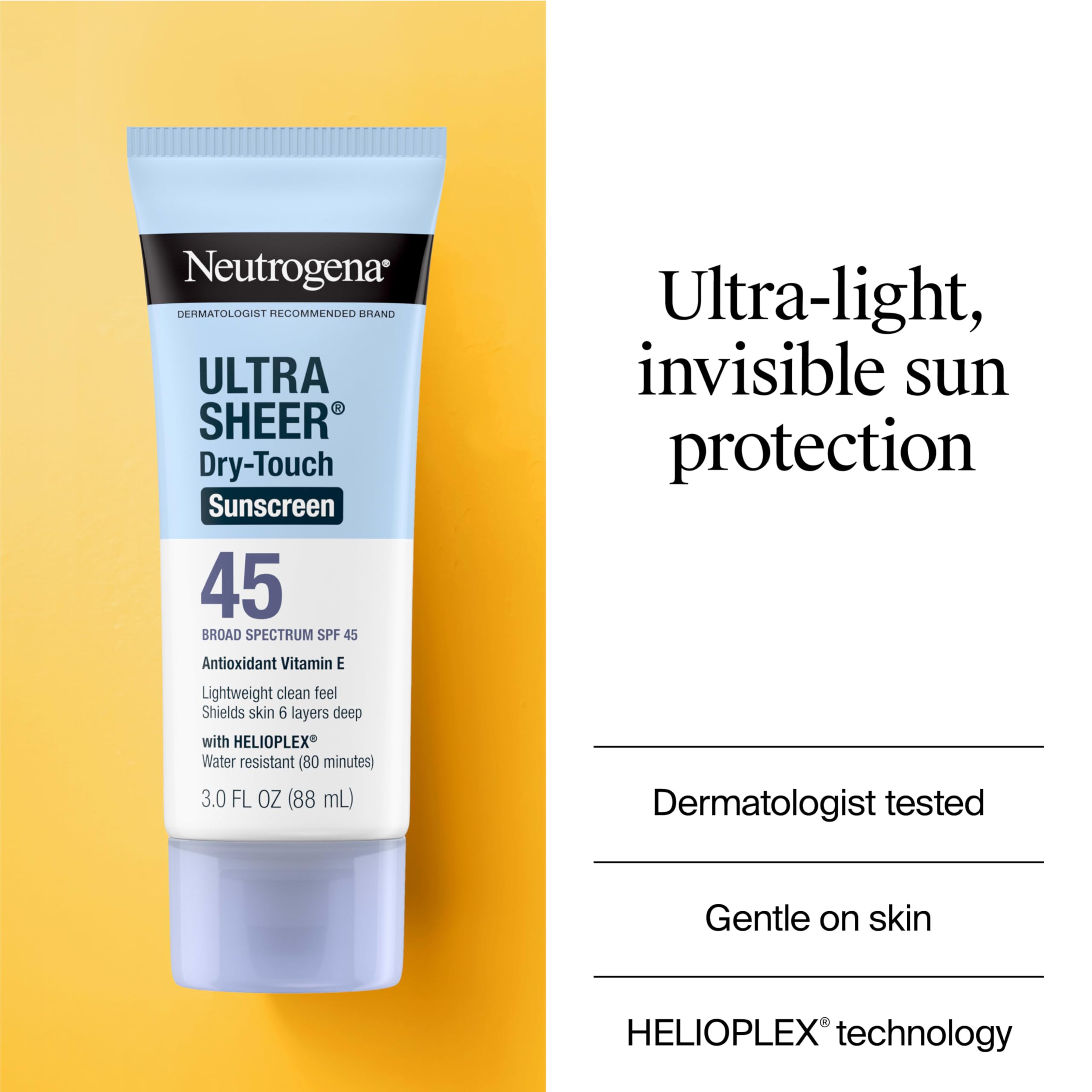 Neutrogena Ultra Sheer Dry-Touch Sunscreen For Face & Body, SPF 45 Broad Spectrum UVA/UVB Protection