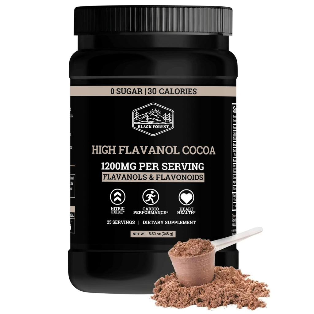 Black Forest High Flavanol Cocoa Powder (1200mg Flavanols & Flavonoids Supplements)10X More Flavanols (Epicatechin) Than Cocoa & 600mg of Epicatechin Supplement