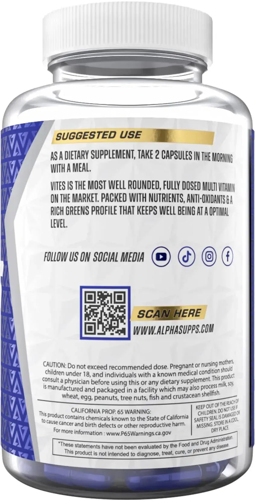 Alpha Supps Vites Men's Multivitamin, Complete Daily Supplement with Fruits, Veggies, Energy, Immune & Prostate Support Alpha Supps Au supplements
