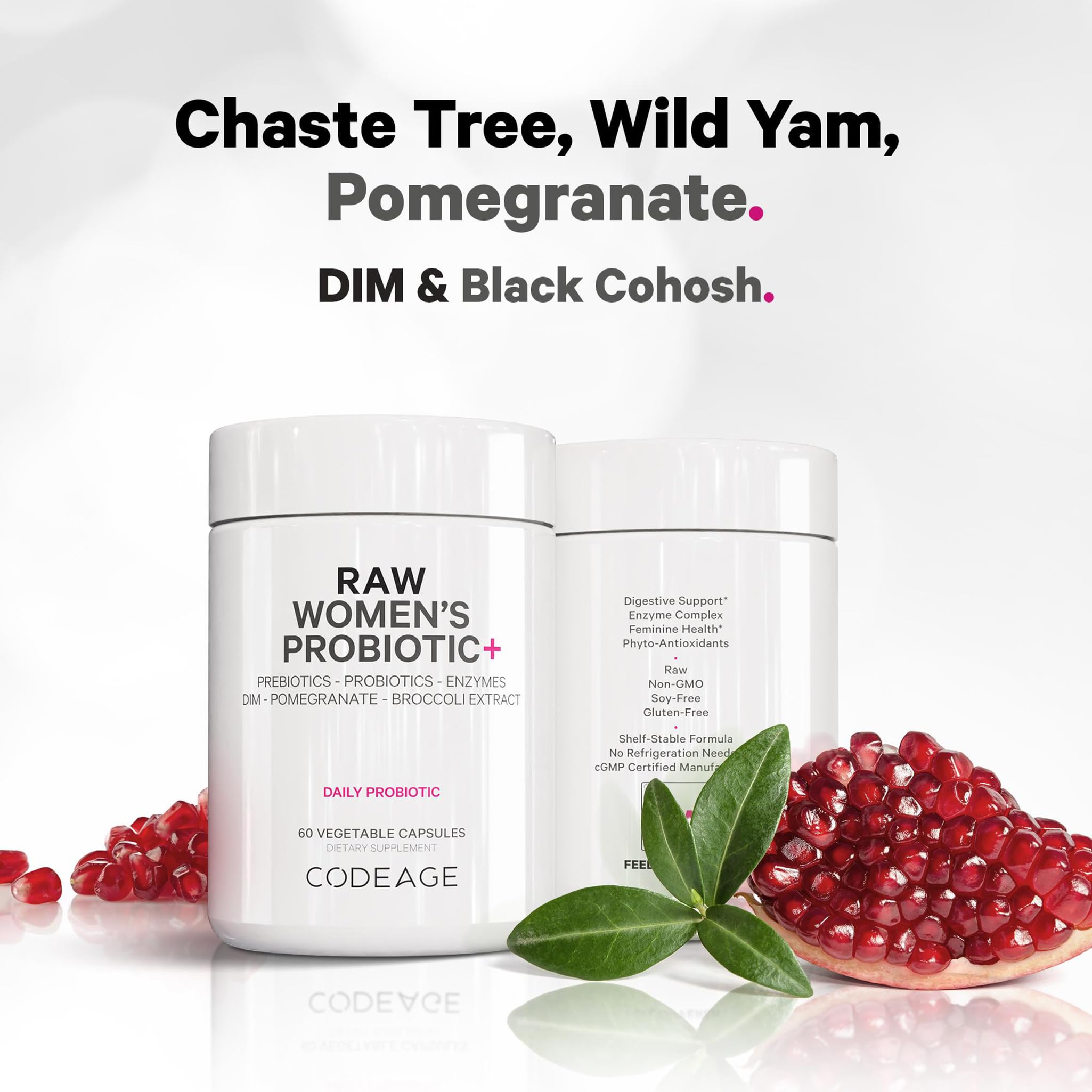 Codeage Raw Women’s Probiotic+ Supplement - 34 Probiotic Strains, 100 Billion CFUs, Digestive Enzymes, Prebiotic Blend, DIM, Herbal Extracts, Phytonutrients - Non-GMO - 30 Capsules Codeage Au supplements