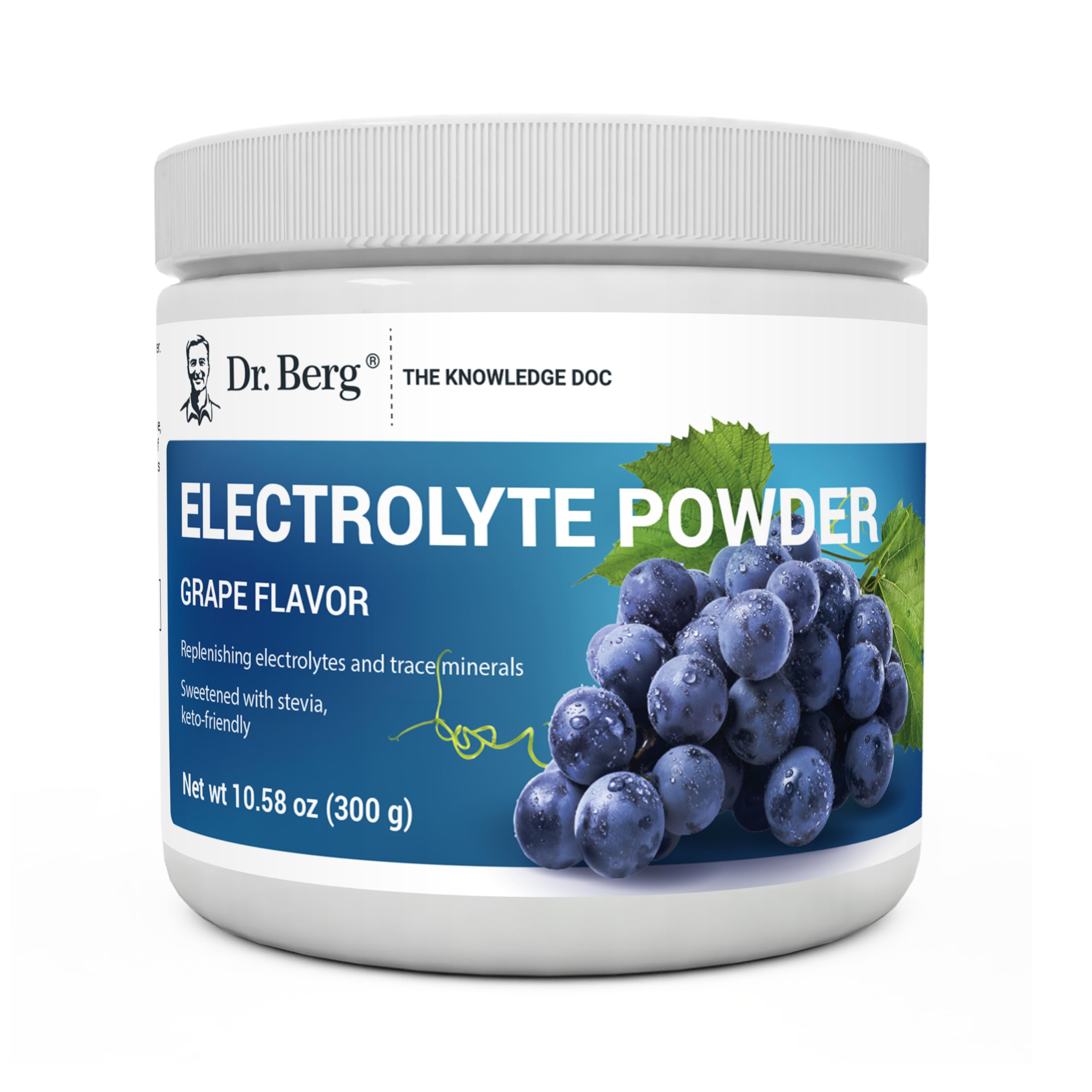 Dr. Berg Zero Sugar Hydration Keto Electrolyte Powder - Enhanced w/ 1000 mg of Potassium & Real Pink Himalayan Salt (NOT Table Salt) - Grape Flavor Hydration Drink Mix Supplement - 50 Servings