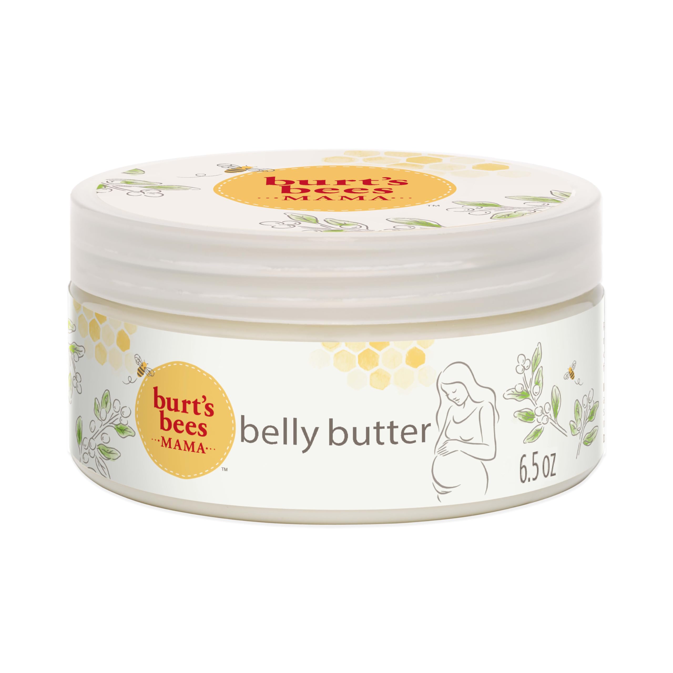Burt's Bees Mama Belly Butter Stretch Mark Cream for Pregnancy Massages Body & Reduces Scar Appearance, Prenatal & Postnatal Tummy Skin Care