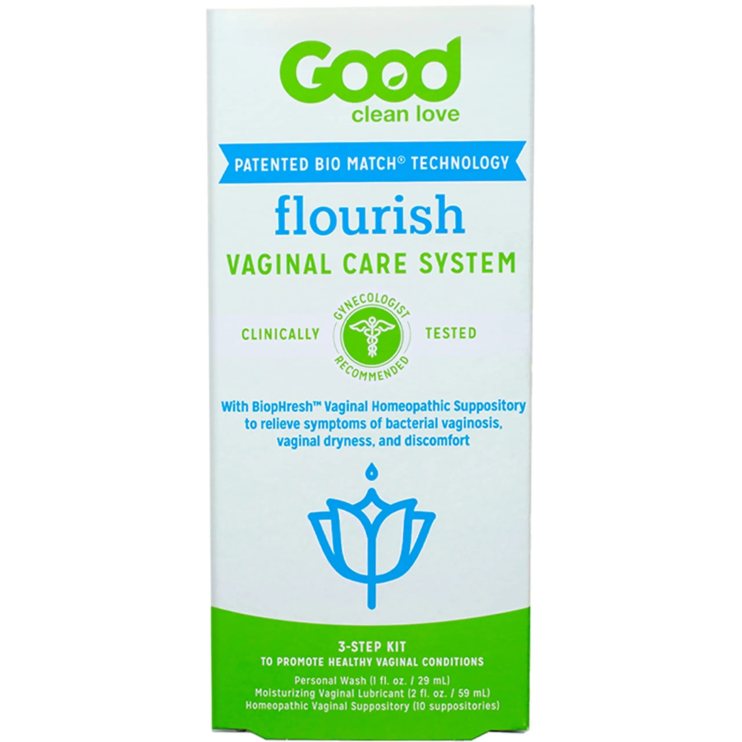 Good Clean Love Flourish Vaginal Care System, 30-Day Regimen, Relieves Itching & Irritation, Includes Personal Good Clean Love Au supplements