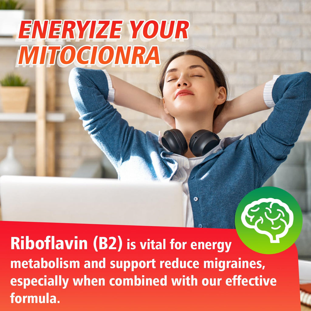 GrnLife 2 Pack Vitamin B2 Gummies, Riboflavin 400mg with Magnesium for Kids & Adults, Migraine Relief & Energy Support