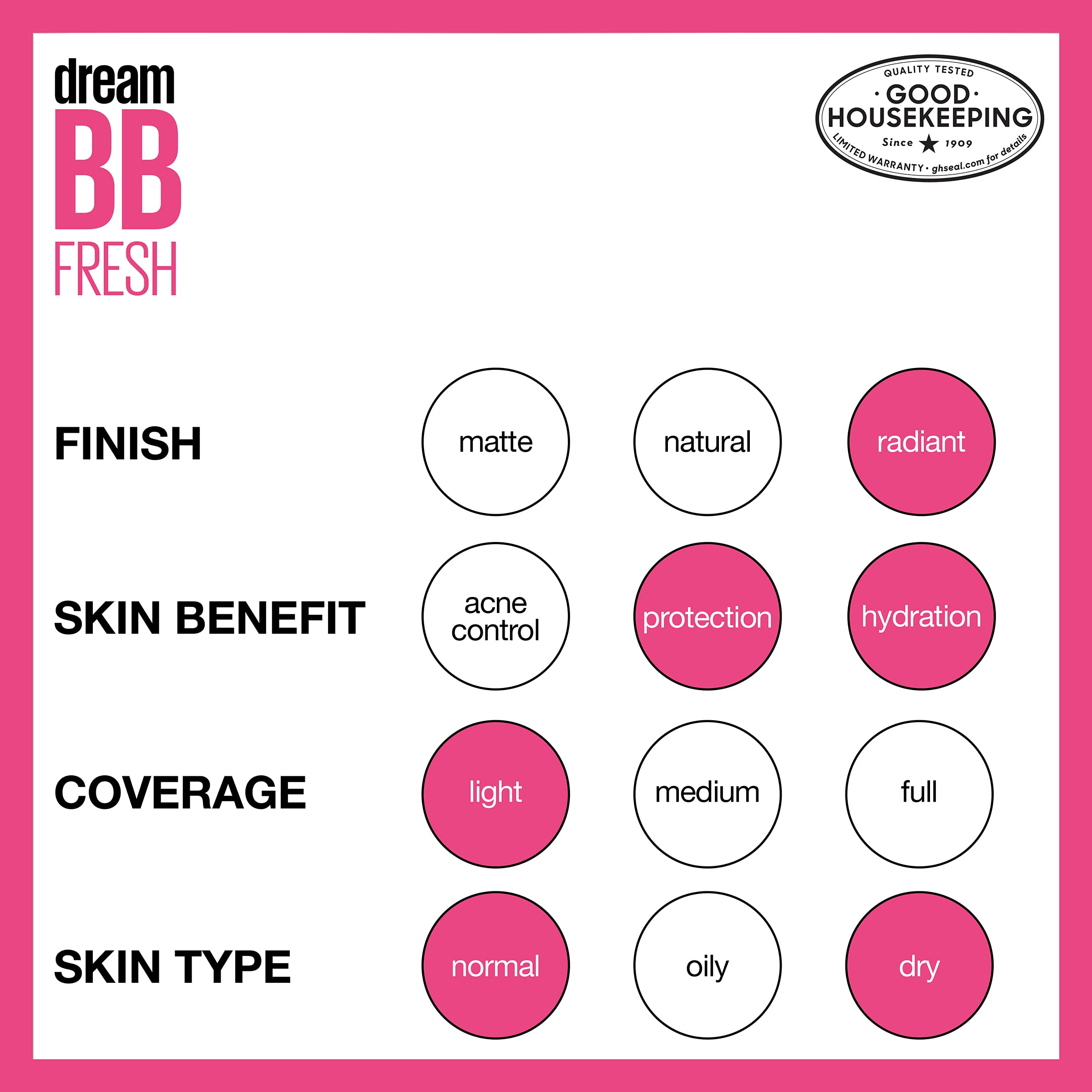 Maybelline Dream Fresh Skin Hydrating BB cream, 8-in-1 Skin Perfecting Beauty Balm with Broad Spectrum SPF 30