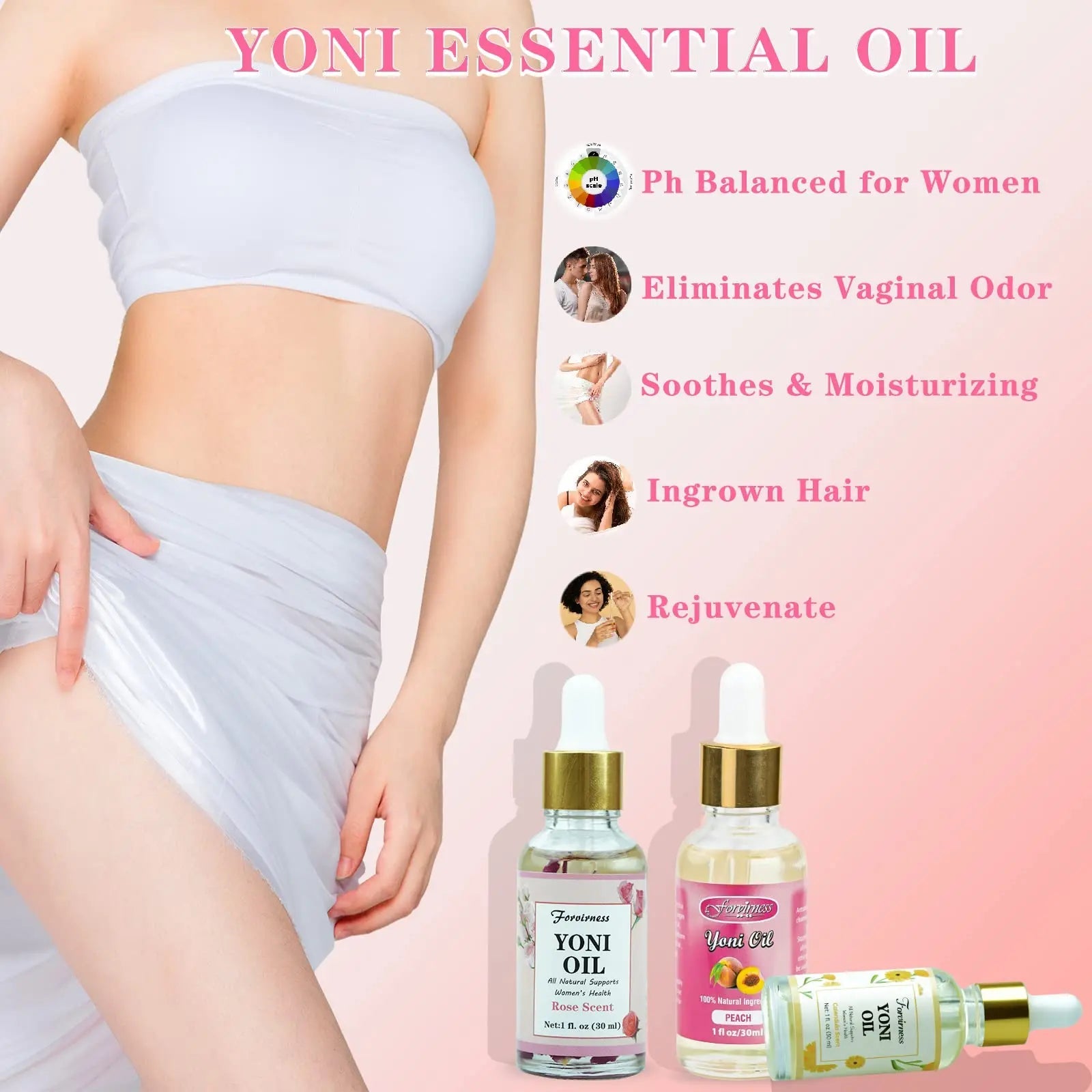 3 Packs Natural Yoni Oil Feminine Wash Ph Balanced for Women, Eliminates Vaginal Odor forvirness Au supplements