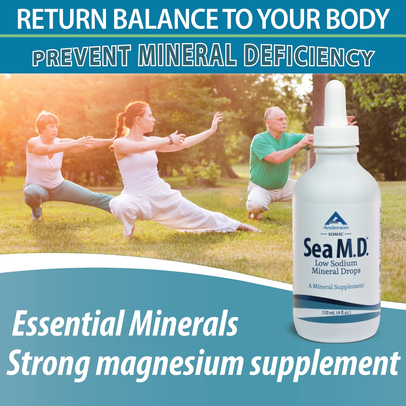 Anderson Sea M.D. Concentrated Trace Mineral Drops, 79 Trace Minerals with Magnesium, Sodium and Chloride Electrolytes - Supports Hydration, Energy