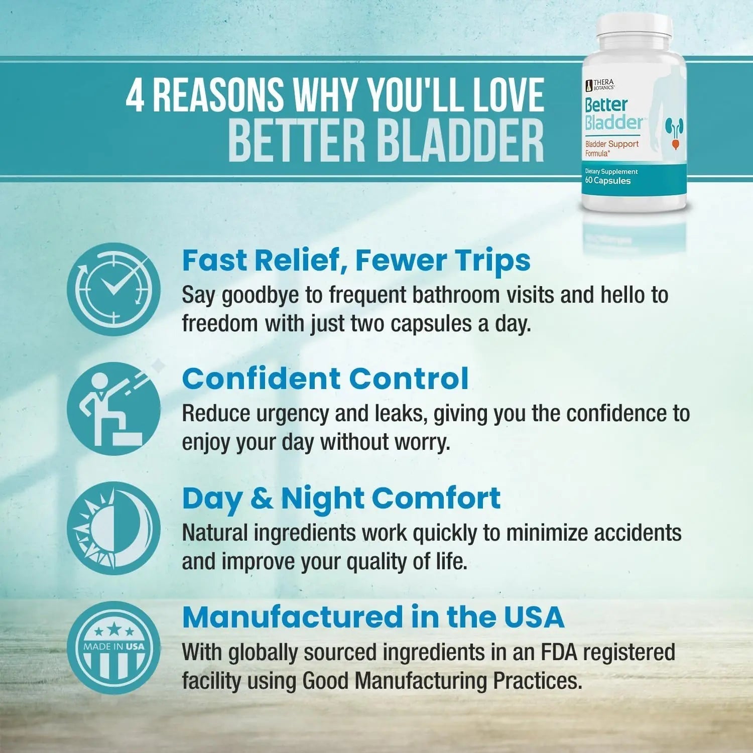 Better Bladder Control Supplement for Women & Men – Bladder Support Supplement to Help Reduce Urinary Leaks, Frequency & Urgency - 60 Count (1 Bottle) Better Bladder Au supplements