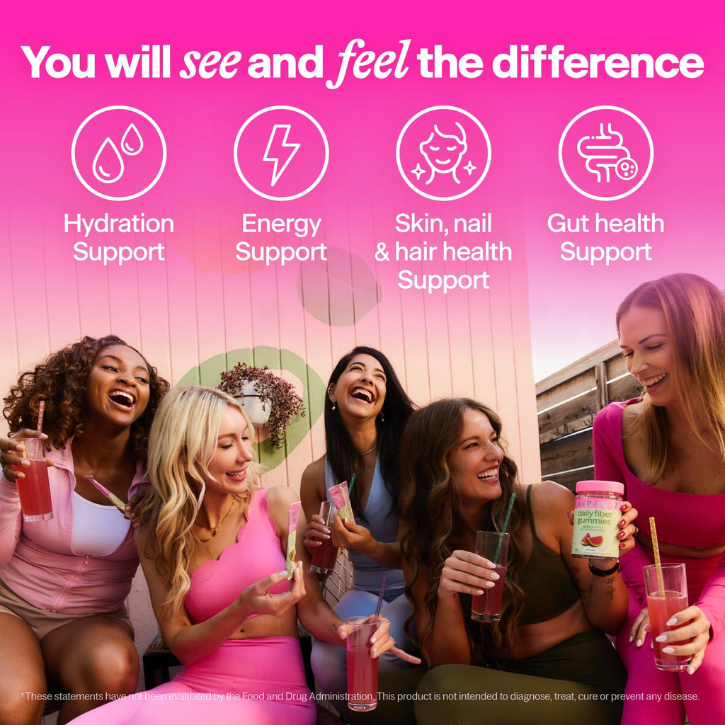 Belli Welli Daily Fiber Supplement Packets with Collagen, Probiotics & Electrolytes | Single Serve Packets for Gut Health