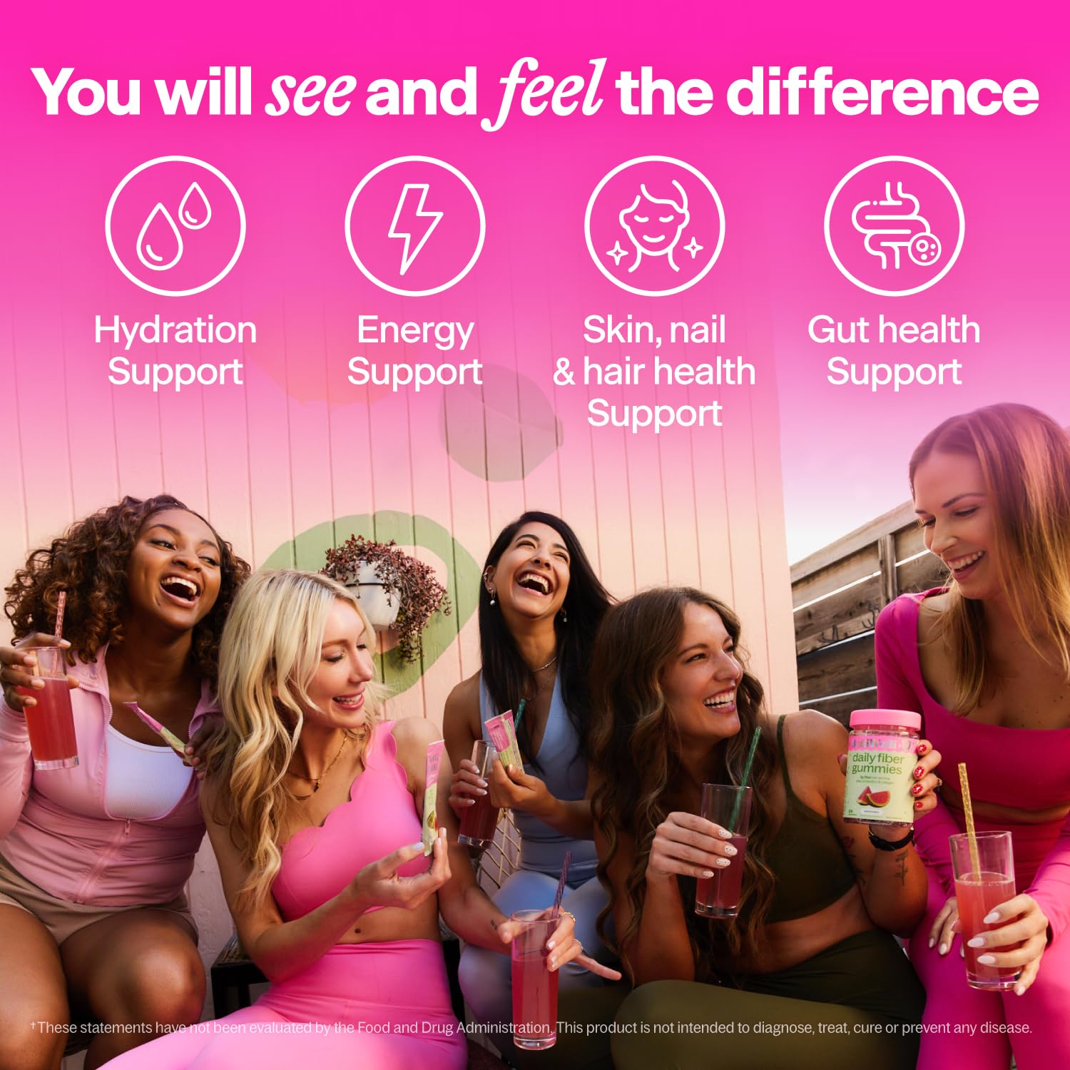 Belli Welli Daily Fiber Supplement Packets with Collagen, Probiotics & Electrolytes | Single Serve Packets for Gut Health