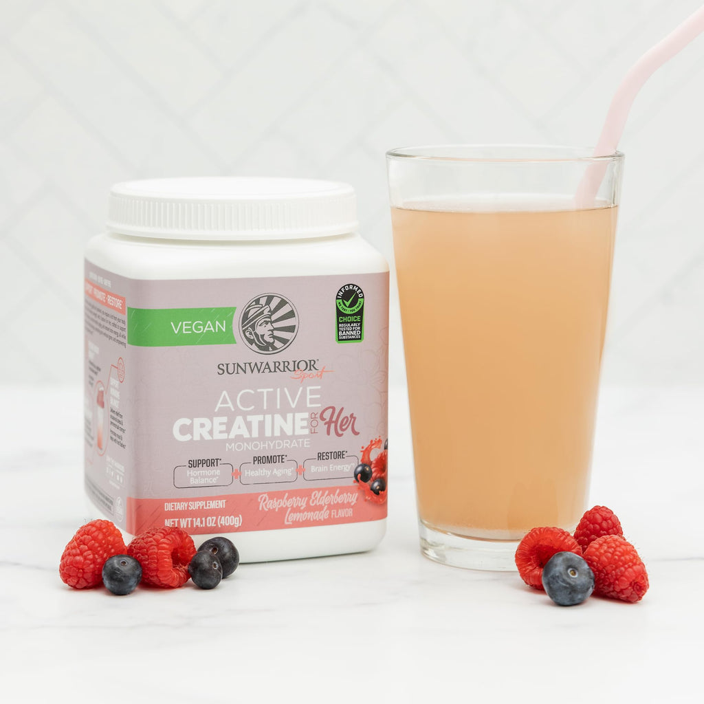 Sunwarrior Creatine for Women Monohydrate Powder Micronized Pre Workout Recovery Supplement Support Muscle Building Strength Training Cognition | Vegan and Easily Mixes 50 Servings, Raspberry Lemonade Sunwarrior Au supplements