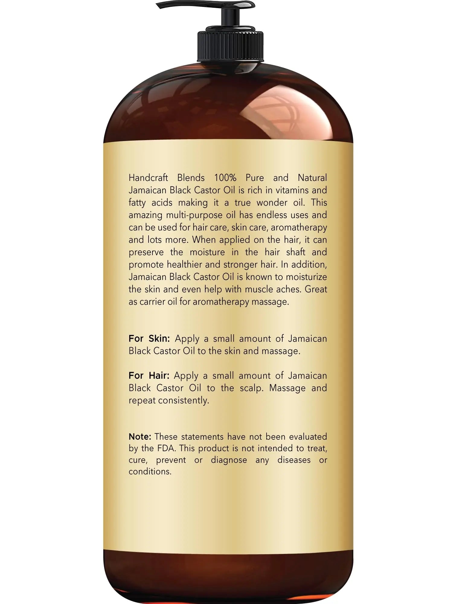 Handcraft Blends Jamaican Black Castor Oil for Hair Growth, Eyelashes and Eyebrows Handcraft Blends Au supplements