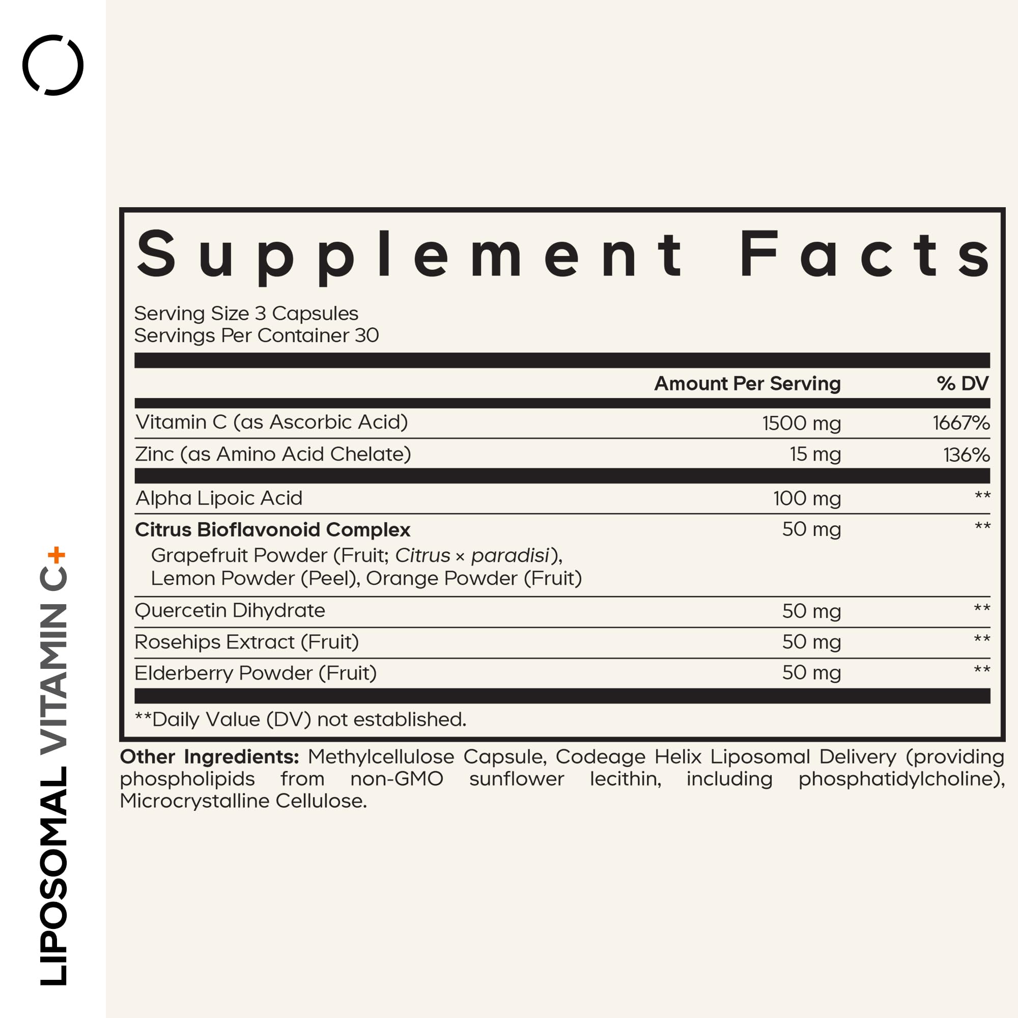 Codeage Liposomal Vitamin C Vitamins with Zinc, Elderberry, Citrus Bioflavonoids Ascorbic Acid, Quercetin & Rose Hips Fruit, Vitamina C Liposomal Supplement Pills - Non-GMO, Vegan - 90 Capsules Codeage Au supplements