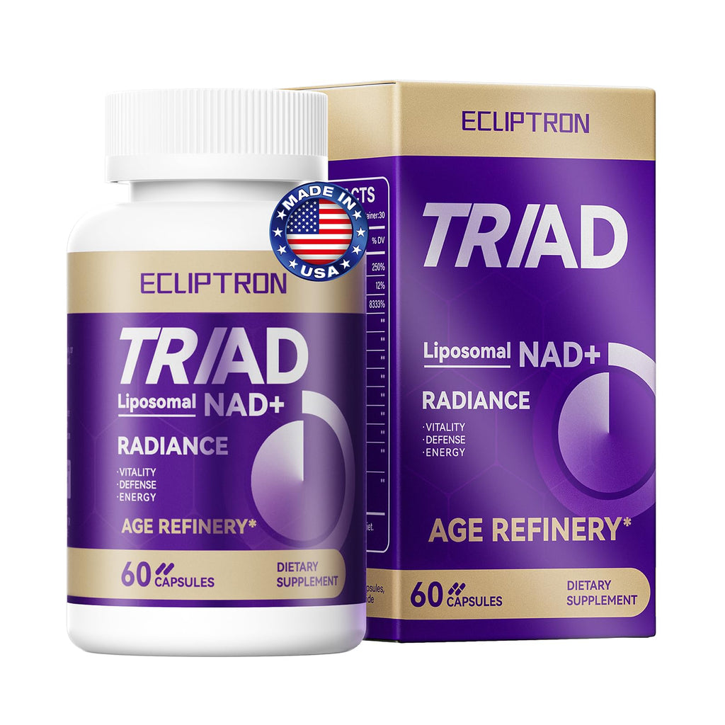 Ecliptron NAD+ Supplement for Women & Men 1800mg - Liposomal NAD Plus with Nicotinamide Riboside & Resveratrol, Anti-Aging | Mitochondrial Health | Radiant Skin - 60 Capsules Ecliptron Au supplements