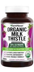 FarmHaven USDA Organic Milk Thistle Capsules | 30X Concentrated Seed Extract & 80% Silymarin Standardized - Supports Liver Function and Overall Health